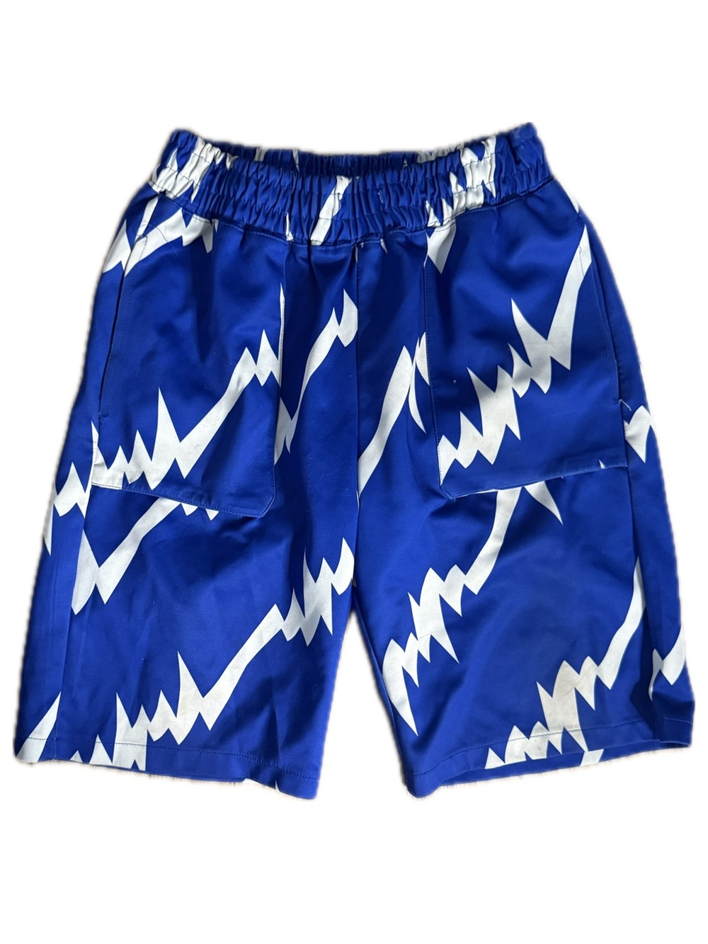 Encrypted Blue Lightning Print Shorts – Size Large